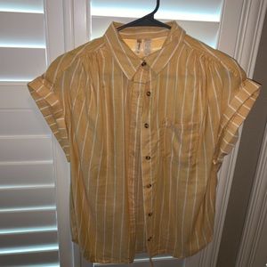 Yellow and white striped button down